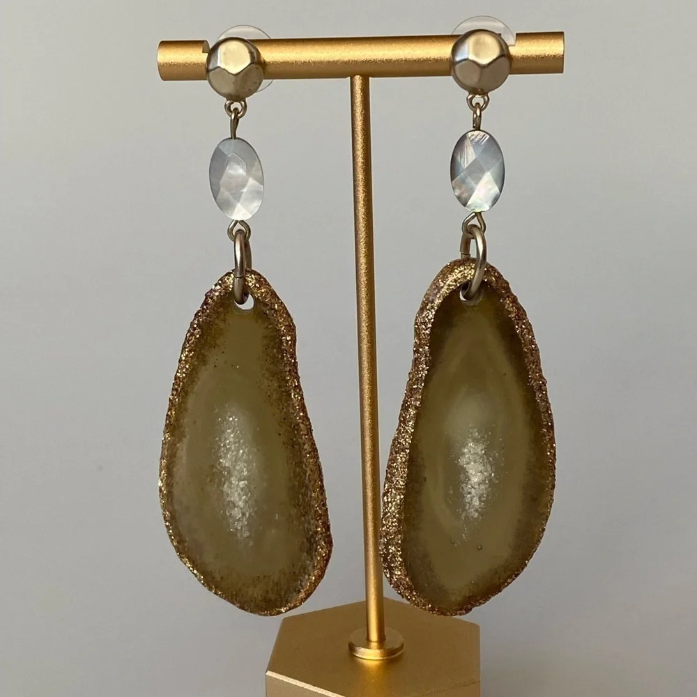 Earrings Drops Drops Acrylic Stone Design Vintage 3.5”